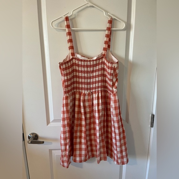 Altar’d State Orange Gingham Cotton Linen Blend Dress - Picture 3 of 6